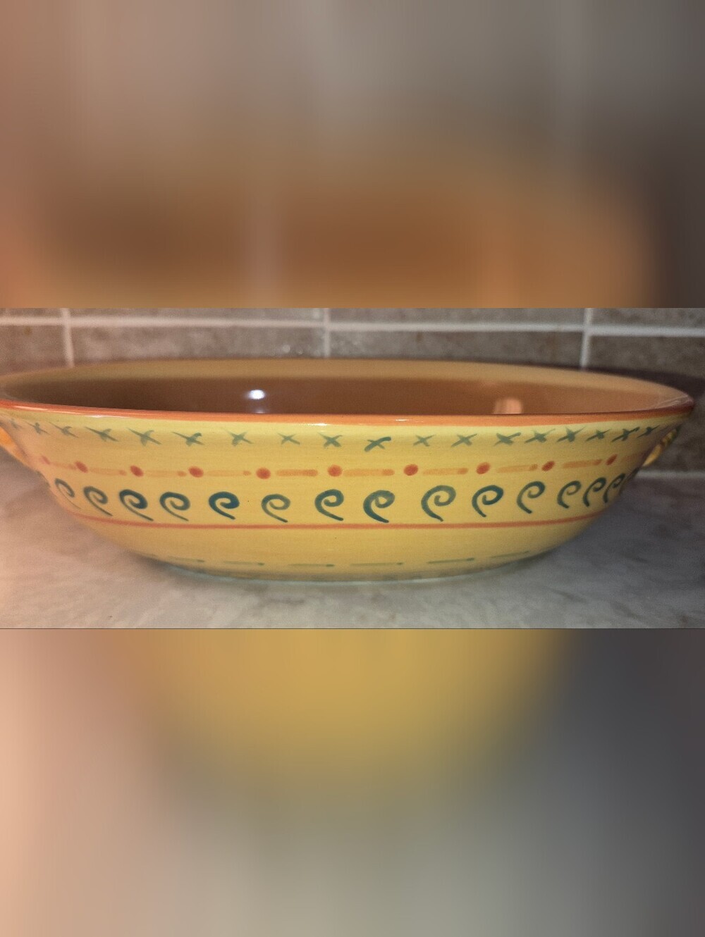 Pfaltzgraff Villa Della Luna 10" Oval Vegetable Bowl Featuring a Colorful Swirl